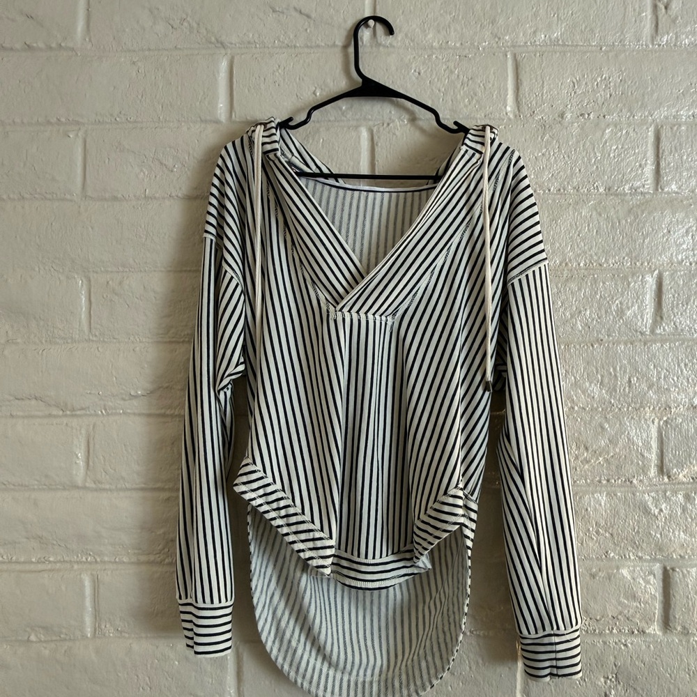 Anthropologie Pilcro Black and White Striped Sweatshirt